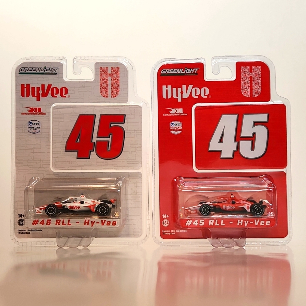 HY VEE #45 Diecast Indy Car set of 2 NWT
